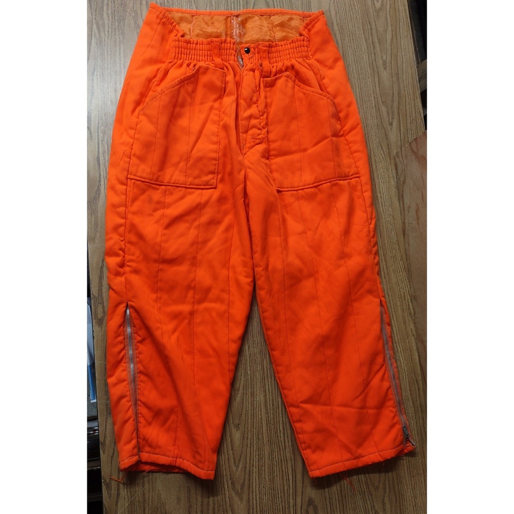 Vintage ASC Blaze Orange Insulated Hunting Pants Mens Large Quilted Utility